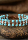 Boho Bracelet, Friendship Bracelet, Pink Rhodonite and Blue Amazonite