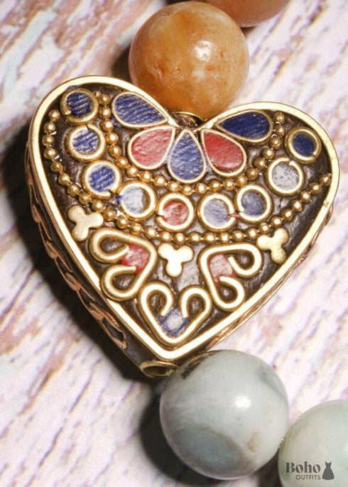 Pulsera Boho, Corazón Ético de Amazonita Verde