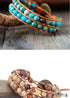 Pulsera Boho, Pulsera de Cuero con Capas, Piedras de Jaspe de 6 mm