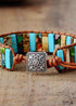 Boho Bracelet, Leather Wrap Bracelet, Blue Brown Tube Ethic