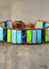 Boho Bracelet, Leather Wrap Bracelet, Blue Brown Tube Ethic