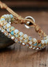 Pulsera Boho, Pulsera de Cuero, Amazonita Azul Claro