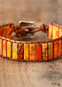 Boho Bracelet, Leather Wrap Bracelet, Tube Natural Stones, 4 colors Blue, Orange, Green and Red