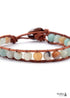 Boho Bracelet, Leather Wrap Bracelet, Weave Bracelet, Blue Amazonite