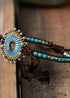 Pulsera bohemia, pulsera de cuero, pulsera tejida, cristal de amazonita azul
