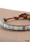 Boho Bracelet, Leather Wrap Bracelet, Weave Bracelet, Blue Amazonite