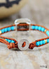 Pulsera Boho, Pulsera de Cuero, Pulsera Tejida, Azul Plata