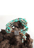 Pulsera Boho, Pulsera de Cuero de Tres Capas RH, Piedras Naturales Verdes y Moradas