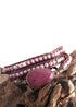 Pulsera Boho, Pulsera de Cuero de Tres Capas RH, Piedras Naturales, Azul, Rosa, Morado