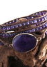 Pulsera Boho, Pulsera de Cuero de Tres Capas RH, Piedras Naturales, Azul, Rosa, Morado