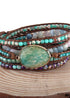 Pulsera Boho, RH, 4 capas de cuero, brazalete de 4 mm con piedras naturales negras y azules
