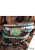 Pulsera Boho, RH, 4 capas de cuero, brazalete de 4 mm con piedras naturales negras y azules