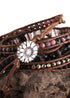 Pulsera Boho, RH, 4 capas de cuero, brazalete de 4 mm con piedras naturales negras y azules