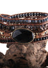 Pulsera Boho, RH, Pulsera de Cuero de 5 Capas, Ónix Negro