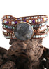 Pulsera Boho, Pulsera de Cuero de 5 Capas RH, Turmalina Negra