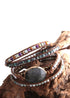 Pulsera Boho, Pulsera de Cuero de 5 Capas RH, Turmalina Negra