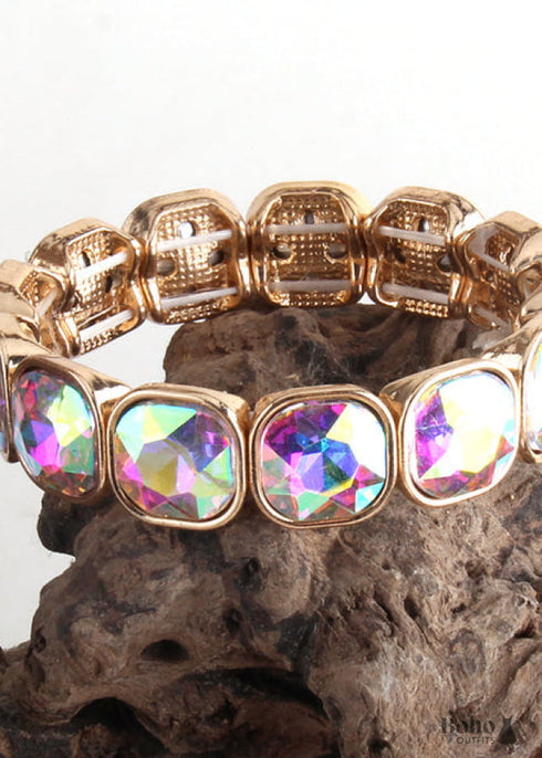 Pulsera Boho, Brazalete RH, Cristal Dorado