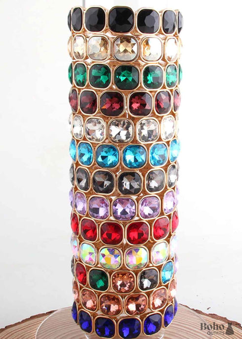 Pulsera Boho, Brazalete RH, Cristal Dorado