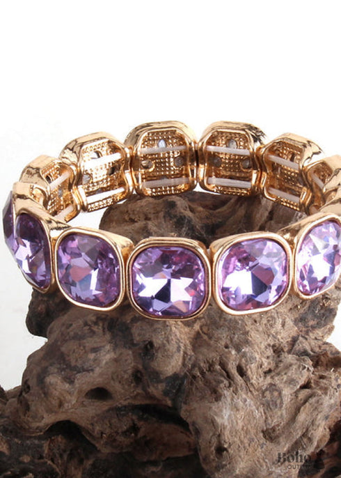 Pulsera Boho, Brazalete RH, Cristal Dorado