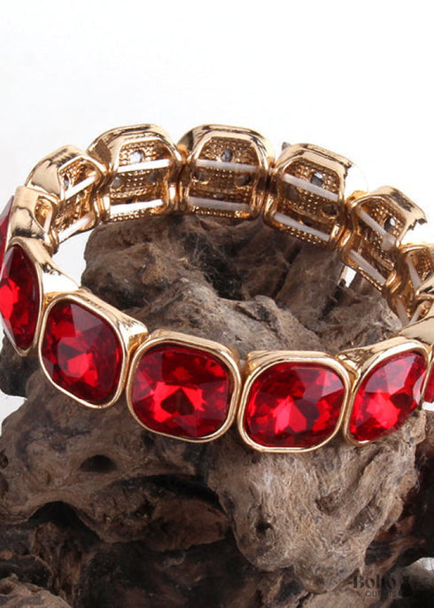 Pulsera Boho, Brazalete RH, Cristal Dorado
