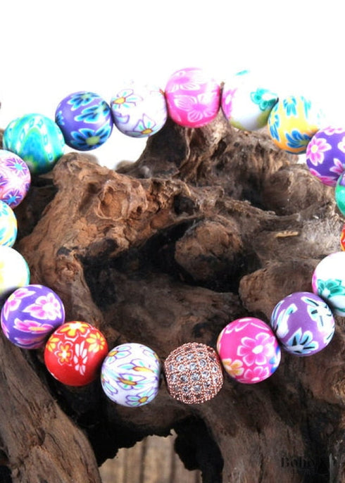Pulsera Boho, RH Colorful Cray en color rosa y azul playa