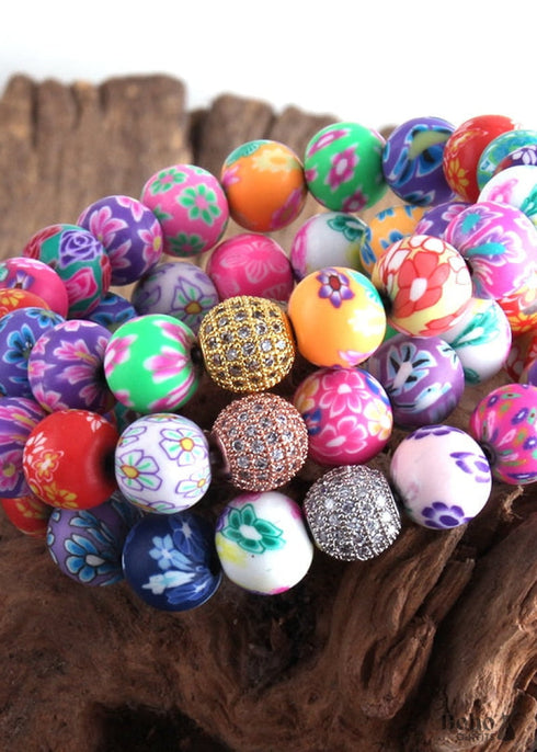 Pulsera Boho, RH Colorful Cray en color rosa y azul playa