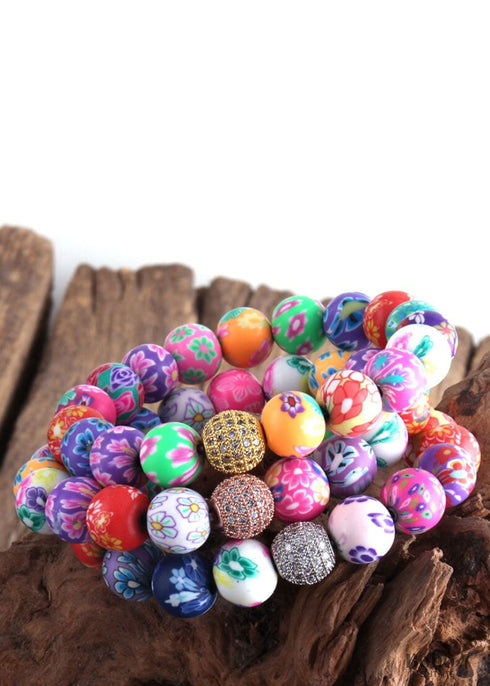 Pulsera Boho, RH Colorful Cray en color rosa y azul playa