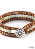 Pulsera Boho, Pulsera de Cuero RH, Loto de Amazonita Azul