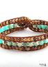 Pulsera Boho, Pulsera de Cuero RH, Loto de Amazonita Azul