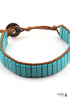 Boho Bracelet, RH Leather Wrap Bracelet, Blue White and Pink