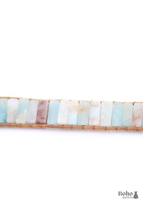 Boho Bracelet, RH Leather Wrap Bracelet, Pastel Pink