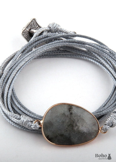 Pulsera Boho, Pulsera de Cuerda RH, Turmalina Negra