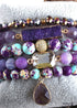 Pulsera Boho, Conjunto de Pulseras RH, Piedras Naturales, Azul, Verde, Morado