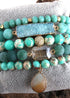 Pulsera Boho, Conjunto de Pulseras RH, Piedras Naturales, Azul, Verde, Morado