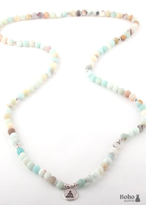 Pulsera Boho, Pulsera de Yoga RH, Piedra Verde Natural Amazonita