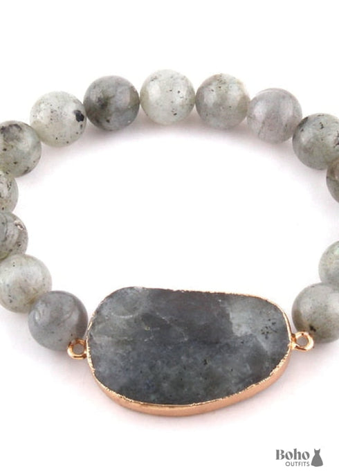 Pulsera Boho, Pulsera de Yoga RH, Piedra Natural Amazonita