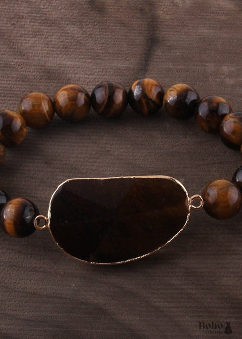 Pulsera Boho, Pulsera de Yoga RH, Piedra Natural Amazonita