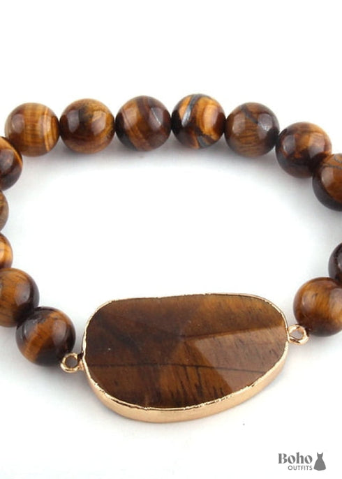 Pulsera Boho, Pulsera de Yoga RH, Piedra Natural Amazonita