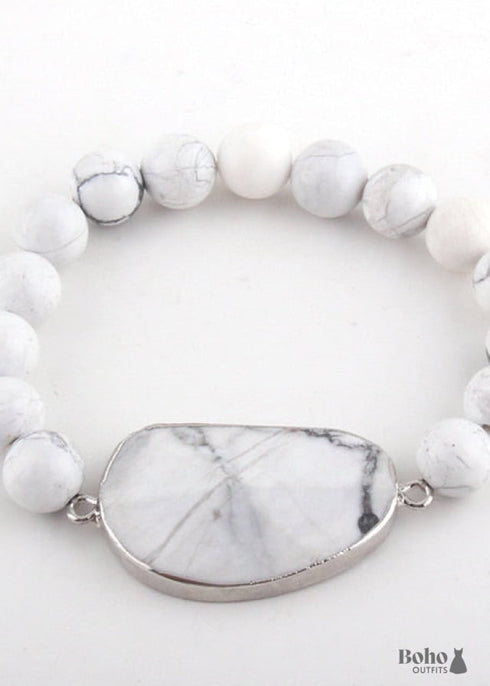 Pulsera Boho, Pulsera de Yoga RH, Piedra Natural Amazonita