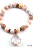 Pulsera Boho, Pulsera de Yoga RH, Piedra Natural con Cristal de Vidrio