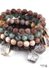 Pulsera Boho, Pulsera de Yoga RH, Piedra Natural con Cristal de Vidrio