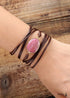 Pulsera Boho, Pulsera de Cuerda, Cuarzo Rosa