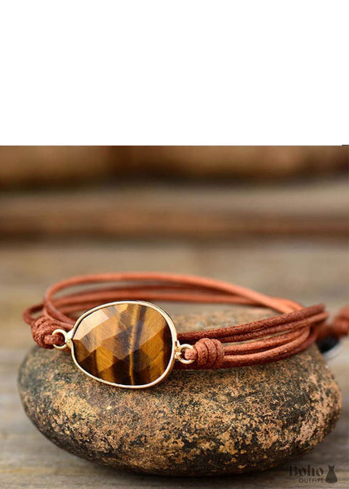 Pulsera Boho, Pulsera de Cuerda, Ojo de Tigre Punk