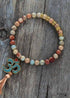 Pulsera Boho, Pulsera de Yoga Mala Elástica, Piedra Natural Tibetana OM 6 Colores