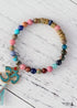 Pulsera Boho, Pulsera de Yoga Mala Elástica, Piedra Natural Tibetana OM 6 Colores