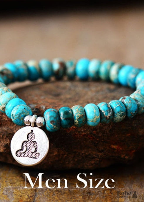 Pulsera Boho, Pulsera Elástica, Loto Imperial Japonesa Marrón de 10 mm