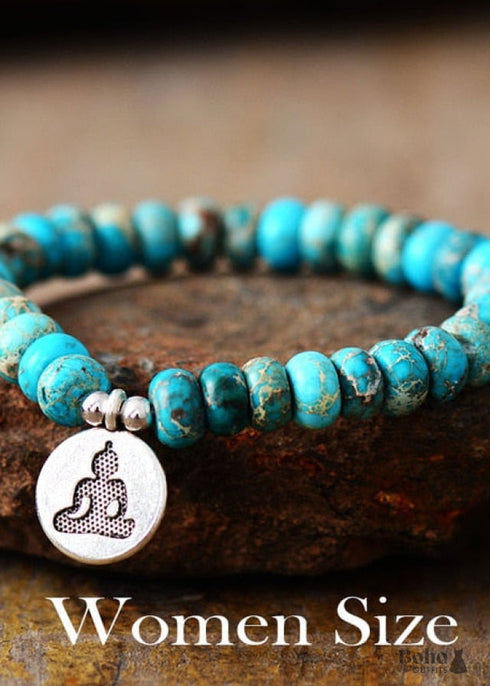 Pulsera Boho, Pulsera Elástica, Loto Imperial Japonesa Marrón de 10 mm