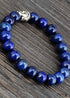 Pulsera Boho, Pulsera Elástica, Buda Antiguo de Lapislázuli Azul de 8 mm