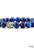 Pulsera Boho, Pulsera Elástica, Buda Antiguo de Lapislázuli Azul de 8 mm