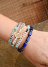 Pulsera Boho, Pulsera Elástica, Lapislázuli Azul y Amatista Morada